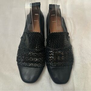 Hudson London Chic Black Woven Leather Loafers Size 39